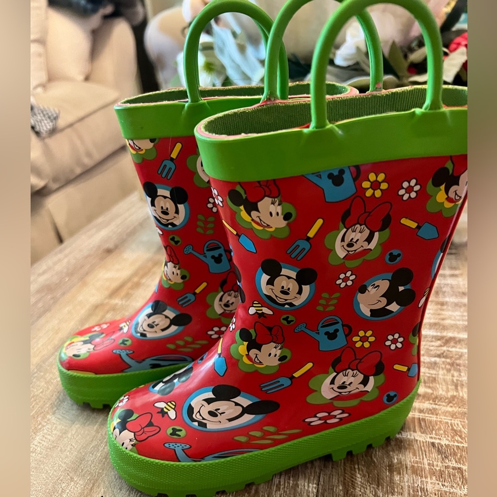 Kids Disney Mickey and Minnie Rain-boots Size 7/8